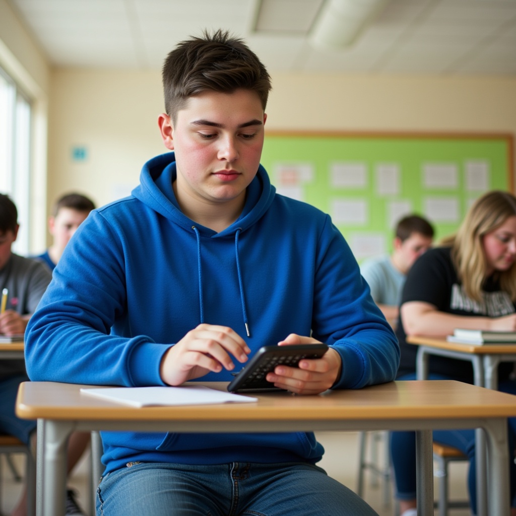 image of student in math class