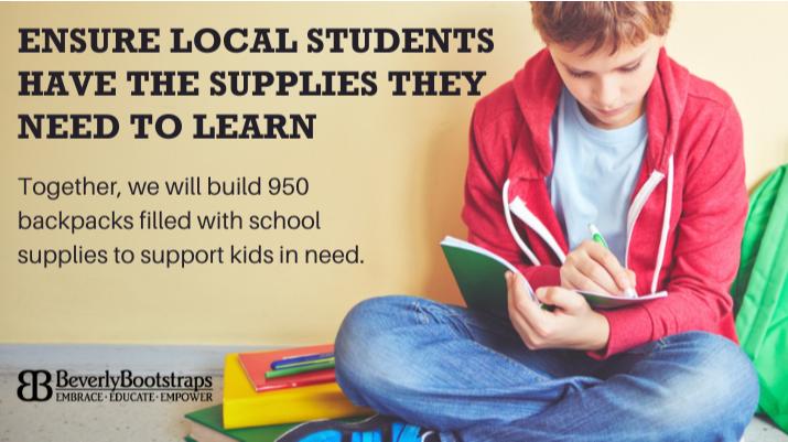 Back to School Backpack Drive goal is 950 Backpacks filled with school supplies