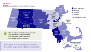 Map of Massachusetts indicating food insecurity